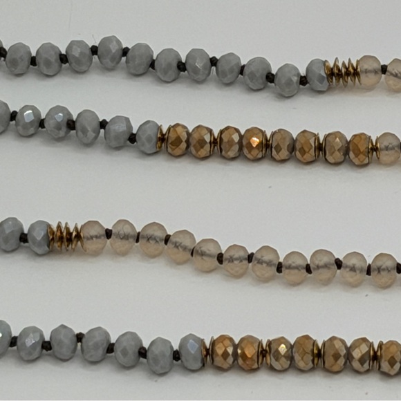 Gray and bronze natural stone long necklace - Picture 3 of 3